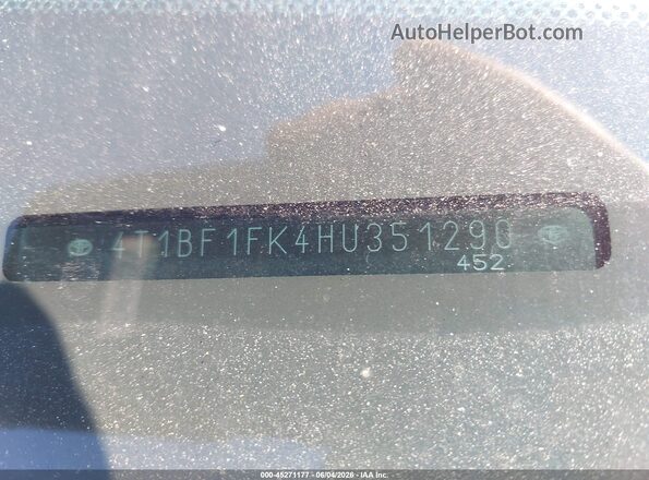 4T1BF1FK4HU351290 2017 TOYOTA CAMRY Серебряный 