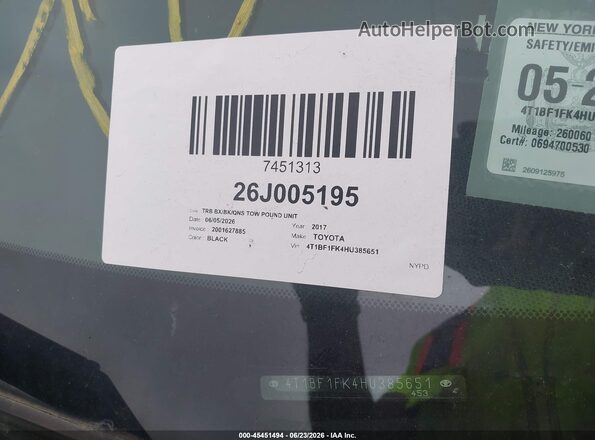 4T1BF1FK4HU385651 2017 TOYOTA CAMRY Black 