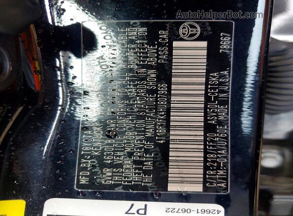 4T1BF1FK4HU807966 2017 TOYOTA CAMRY Black Vista de la etiqueta del VIN