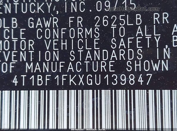 4T1BF1FKXGU139847 2016 TOYOTA CAMRY Black Widok komory silnika