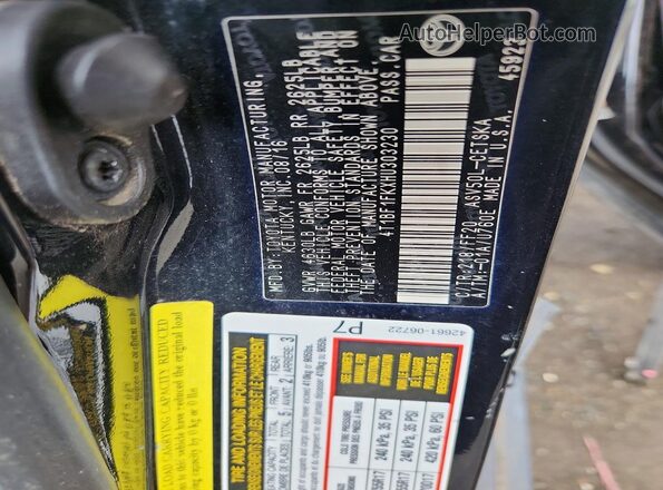 4T1BF1FKXHU303230 2017 TOYOTA CAMRY Черный Вид наклейки с VIN-кодом