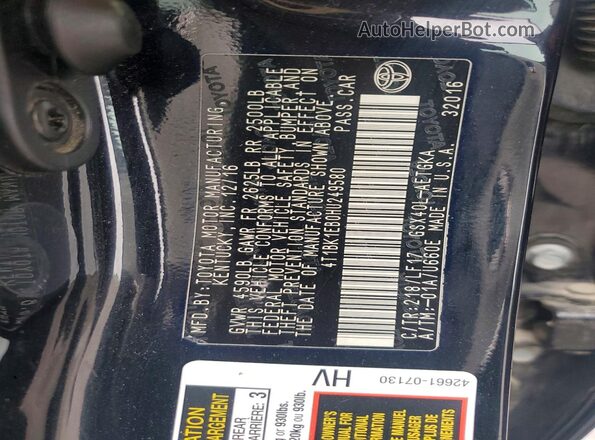 4T1BK1EB0HU249580 2017 TOYOTA AVALON Black Вид підкапотного простору