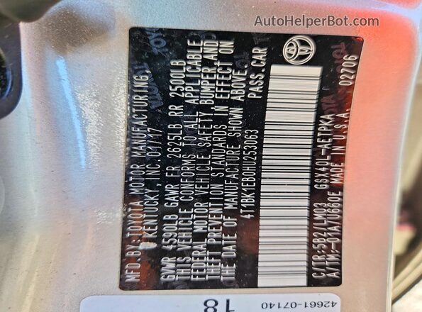 4T1BK1EB0HU253063 2017 TOYOTA AVALON Gold Вид підкапотного простору