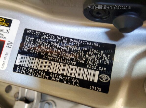 4T1BK1EBXGU212129 2016 TOYOTA AVALON Gold Widok komory silnika