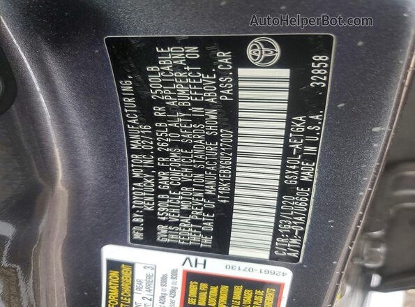 4T1BK1EBXGU217007 2016 TOYOTA AVALON Gray Շարժիչի բաժամունքի տեսք