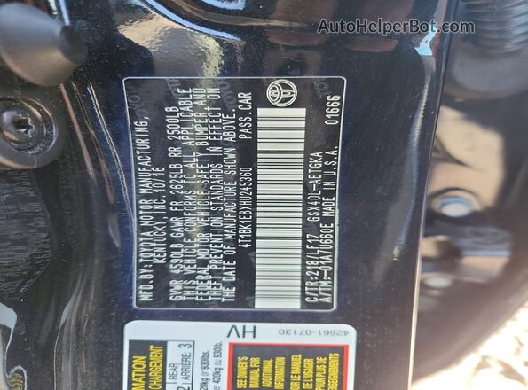 4T1BK1EBXHU245360 2017 TOYOTA AVALON Black VIN კოდის სტიკერის ხედი