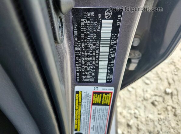 4T1C11AK1MU445860 2021 TOYOTA CAMRY Gray Вид підкапотного простору