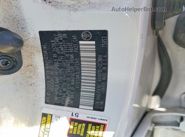 4T1C11AK3LU972345 2020 TOYOTA CAMRY White Vista del compartimento del motor