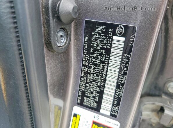 4T1C11AK6NU694642 2022 TOYOTA CAMRY Charcoal Vista del compartimento del motor