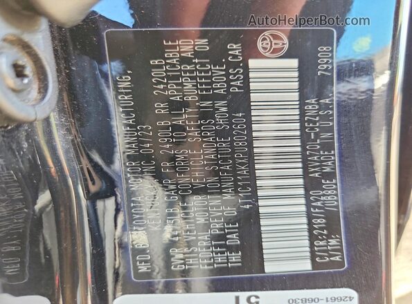 4T1C11AKXPU802604 2023 TOYOTA CAMRY Black ძრავის განყოფილების ხედი