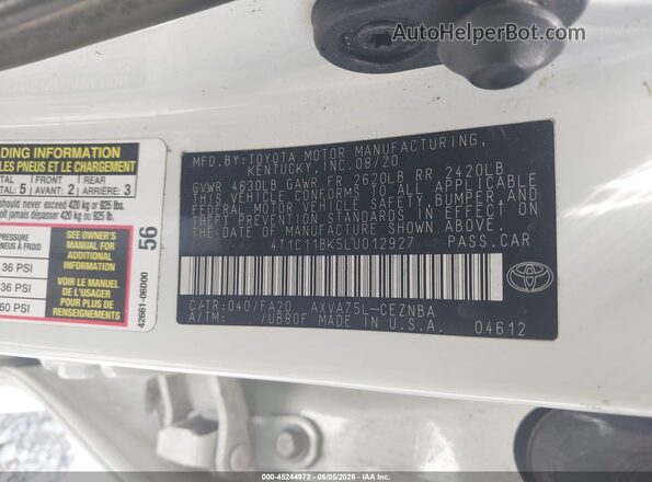4T1C11BK5LU012927 2020 TOYOTA CAMRY White 