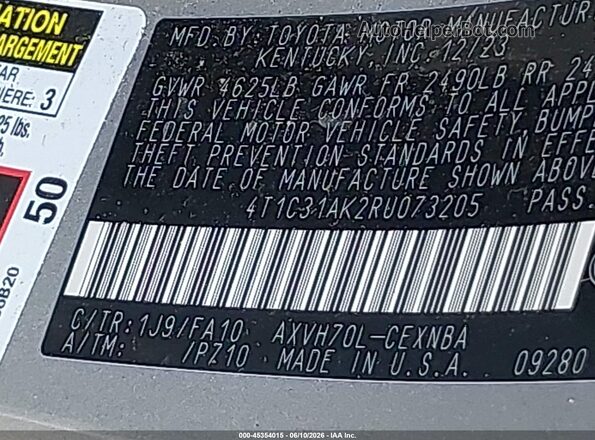 4T1C31AK2RU073205 2024 TOYOTA CAMRY HYBRID Silver Вид підкапотного простору