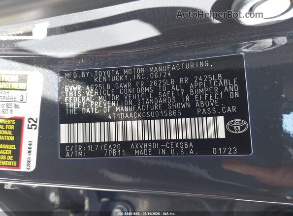 4T1DAACK0SU015865 2025 TOYOTA CAMRY Gray Вид підкапотного простору