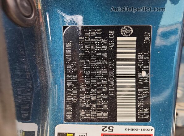 4T1DAACK0SU043701 2025 TOYOTA CAMRY Blue ძრავის განყოფილების ხედი
