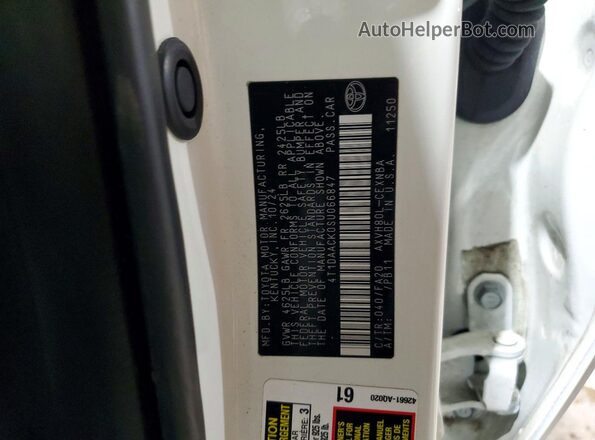 4T1DAACK0SU066847 2025 TOYOTA CAMRY White 