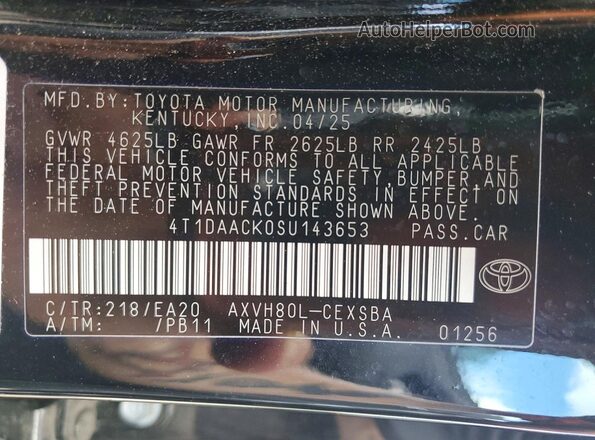4T1DAACK0SU143653 2025 TOYOTA CAMRY Black Շարժիչի բաժամունքի տեսք