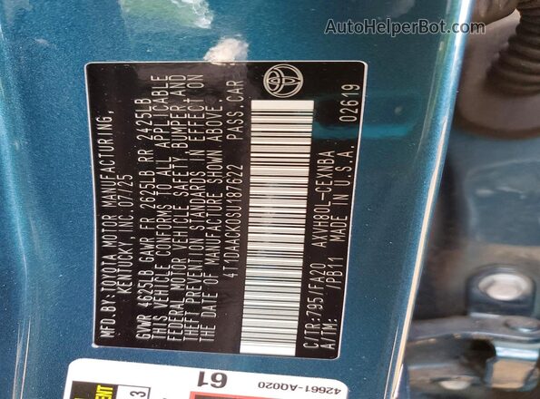 4T1DAACK0SU187622 2025 TOYOTA CAMRY Синий 