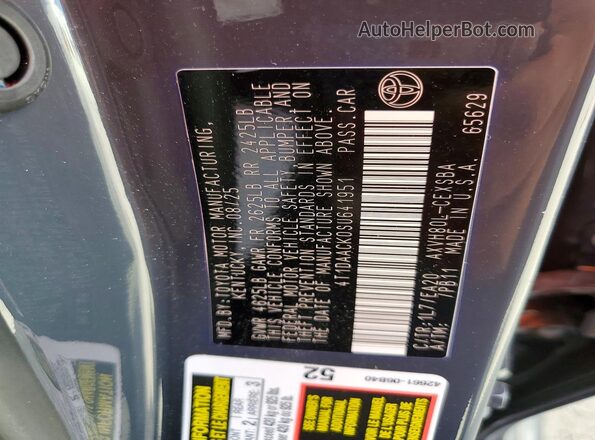 4T1DAACK0SU641951 2025 TOYOTA CAMRY Серый 