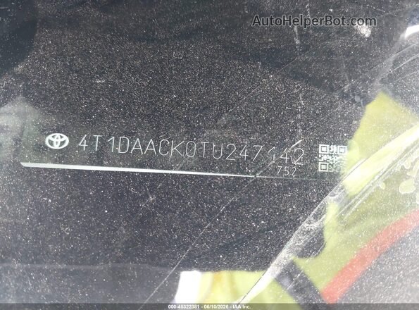 4T1DAACK0TU247142 2026 TOYOTA CAMRY White Engine compartment view