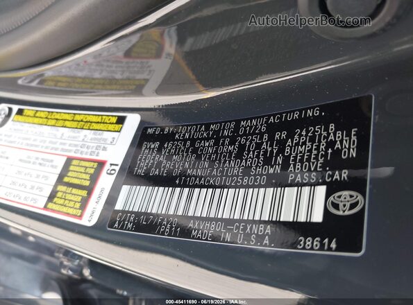 4T1DAACK0TU258030 2026 TOYOTA CAMRY Серый Вид подкапотного пространства