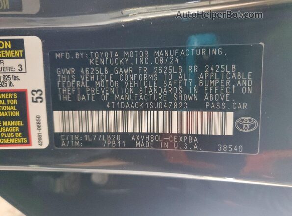 4T1DAACK1SU047823 2025 TOYOTA CAMRY Gray Vista del compartimento del motor