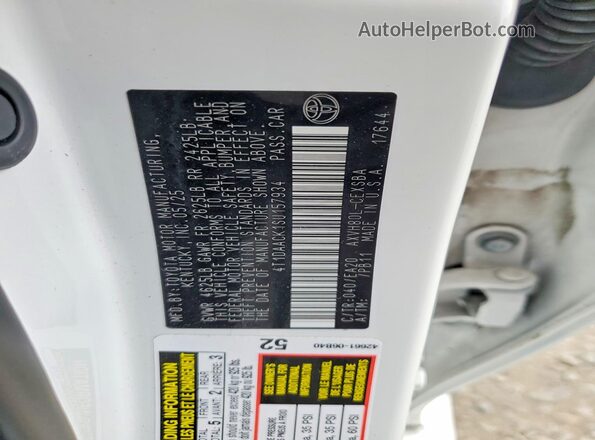 4T1DAACK1SU157934 2025 TOYOTA CAMRY White 