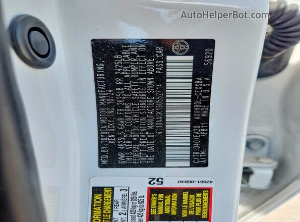 4T1DAACK1SU552714 2025 TOYOTA CAMRY White 