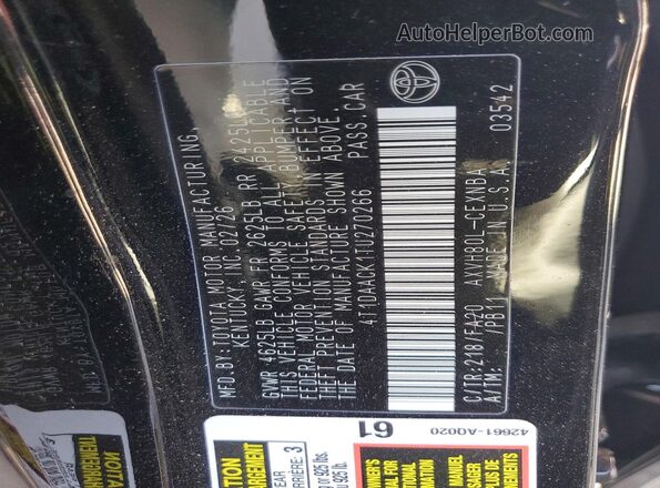 4T1DAACK1TU270266 2026 TOYOTA CAMRY Black VIN sticker view