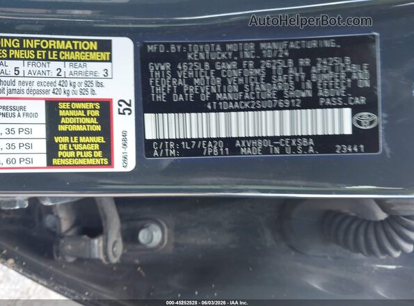 4T1DAACK2SU076912 2025 TOYOTA CAMRY Серый Вид подкапотного пространства
