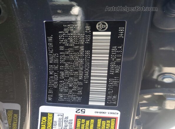 4T1DAACK2SU172586 2025 TOYOTA CAMRY Gray Вид підкапотного простору