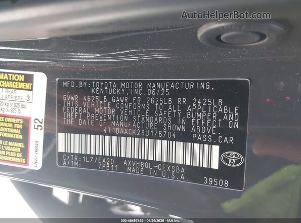 4T1DAACK2SU176704 2025 TOYOTA CAMRY Gray Շարժիչի բաժամունքի տեսք