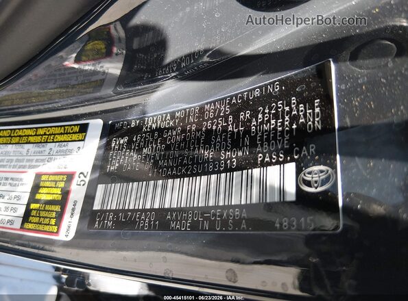 4T1DAACK2SU183913 2025 TOYOTA CAMRY Gray Շարժիչի բաժամունքի տեսք