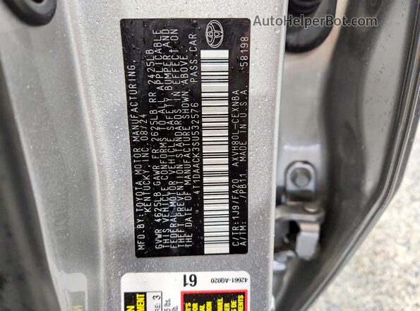 4T1DAACK3SU532576 2025 TOYOTA CAMRY Silver 