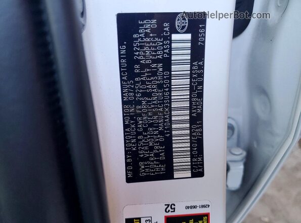 4T1DAACK3SU645010 2025 TOYOTA CAMRY Белый Вид подкапотного пространства