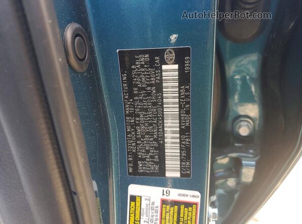 4T1DAACK4SU074045 2025 TOYOTA CAMRY Teal Շարժիչի բաժամունքի տեսք