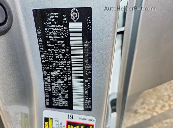 4T1DAACK4SU076197 2025 TOYOTA CAMRY Silver 