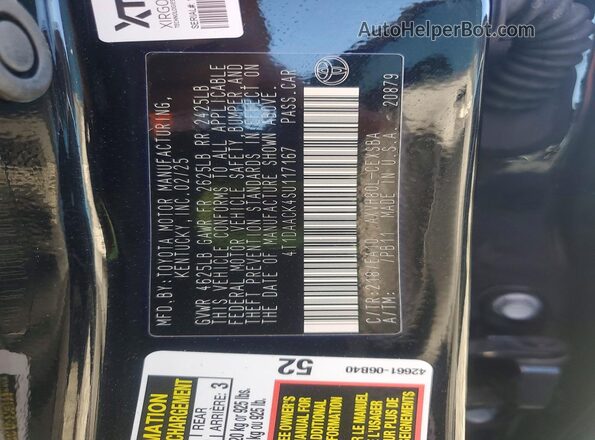 4T1DAACK4SU117167 2025 TOYOTA CAMRY Черный 