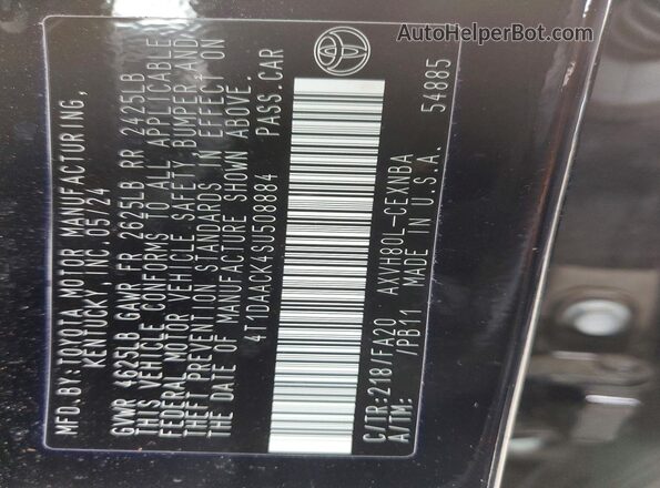 4T1DAACK4SU508884 2025 TOYOTA CAMRY Black Engine compartment view