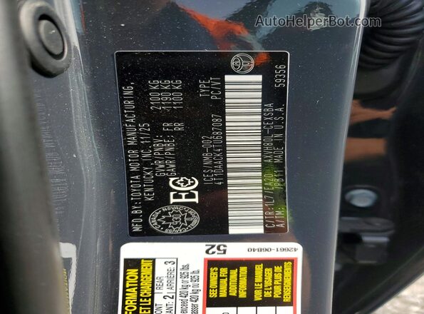 4T1DAACK4TU687087 2026 TOYOTA CAMRY Gray Vista del compartimento del motor