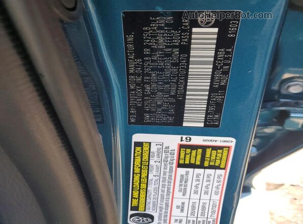 4T1DAACK4TU733470 2026 TOYOTA CAMRY Синий Вид подкапотного пространства