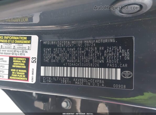 4T1DAACK5SU058226 2025 TOYOTA CAMRY Gray Engine compartment view