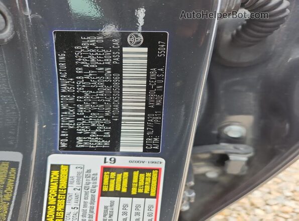 4T1DAACK5SU508960 2025 TOYOTA CAMRY Gray Vista de la etiqueta del VIN
