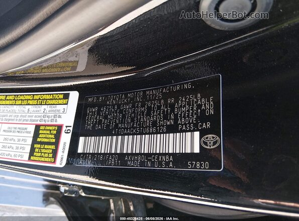 4T1DAACK5TU686126 2026 TOYOTA CAMRY Black 