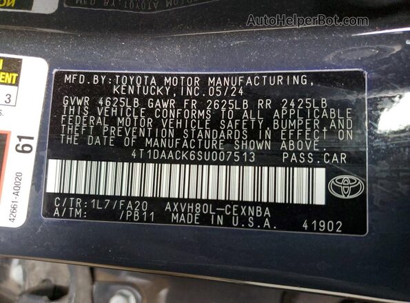 4T1DAACK6SU007513 2025 TOYOTA CAMRY Charcoal 