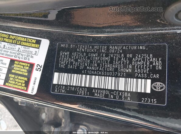 4T1DAACK6SU037921 2025 TOYOTA CAMRY Black Widok komory silnika