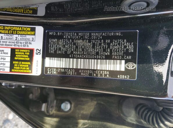 4T1DAACK6SU049826 2025 TOYOTA CAMRY Черный Вид подкапотного пространства