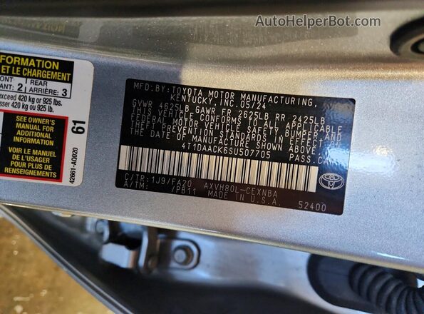 4T1DAACK6SU507705 2025 TOYOTA CAMRY Silver 