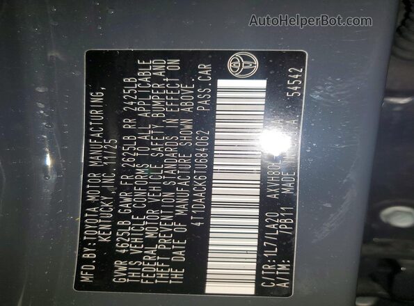 4T1DAACK6TU684062 2026 TOYOTA CAMRY Серый 