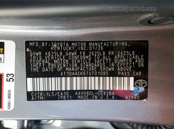 4T1DAACK6TU701085 2026 TOYOTA CAMRY Silver 