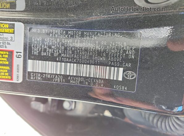 4T1DAACK7SU049611 2025 TOYOTA CAMRY Черный 